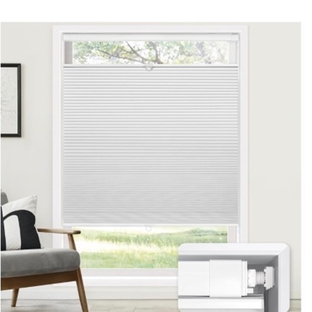 No Drill Cordless Cellular Shades Top Down Bottom Up Blackout White 55"W x 64"H
